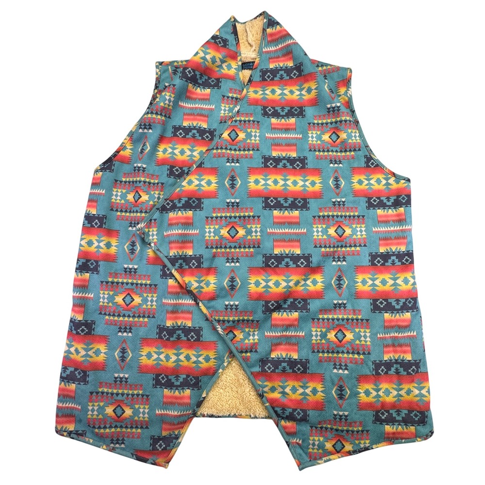 Fashion Express Vest Women's Size 1X Fleece‎ Lined Aztec Boho Southwestern